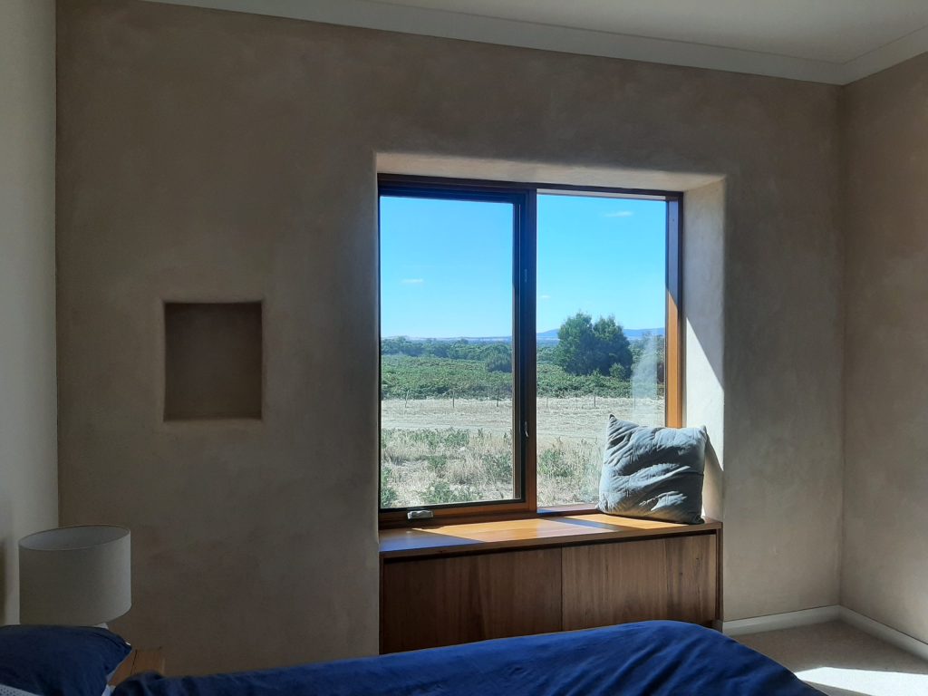 Bedroom window view of countryside landscape